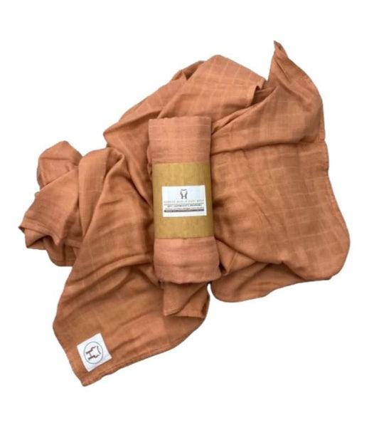 Baby Swaddle/Wrap - Organic Bamboo Muslin - CLAY