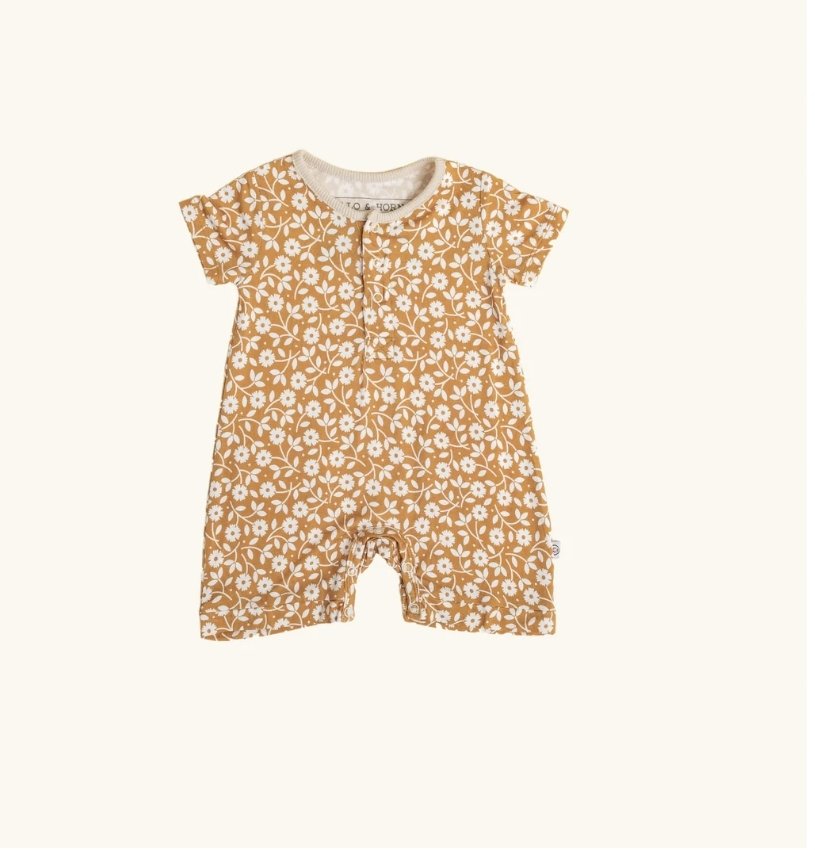 ROMPER POCKET - SHORT SLEEVE- HONEY DAISY