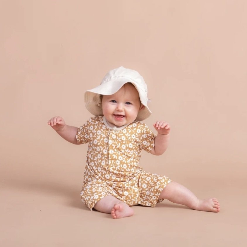 ROMPER POCKET - SHORT SLEEVE- HONEY DAISY